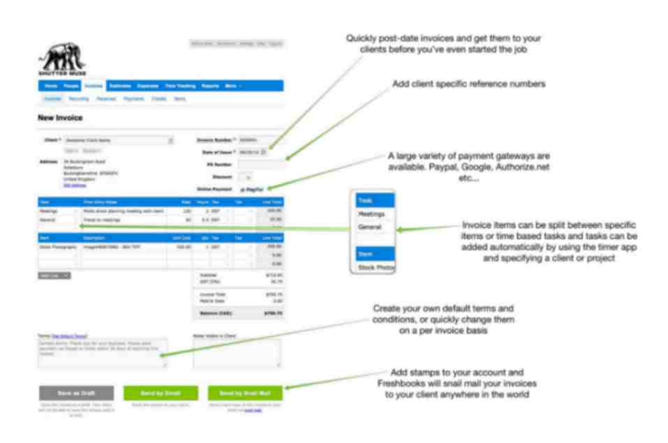 Freshbooks create invoice